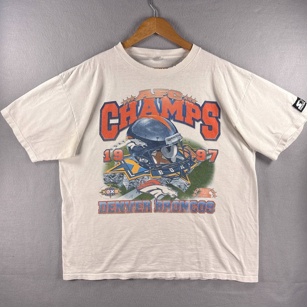 Vintage 1997 Starter Denver Broncos AFC Champs Large T-Shirt NFL Football